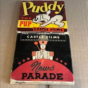 Castle Films Puddy the Pup and News Parade Film Reels 8 mm